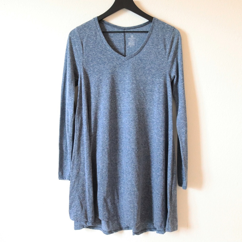 Size Small Blue Volcom Long Sleeved T Shirt Dress